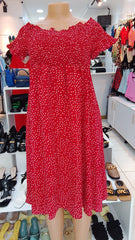 Red Polka Dot Off-Shoulder Dress – Size: Medium (Shein)