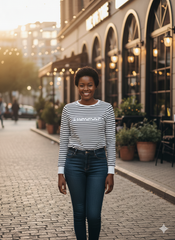 Striped Long-Sleeve Casual Top – LCW (Size: Medium)