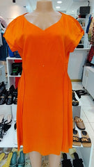 Sunset Horizon V-Neck Midi – Vibrant Orange ( Size - Large) - Hugo Boss