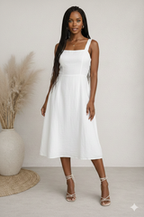 White Elegant Midi Dress
