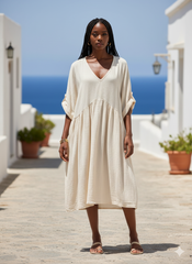 Beige Oversized Cotton Dress – LCW (Size: Medium)