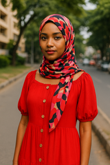 Red Button-Front Ruffle Midi Dress – Size: Medium (Shein)