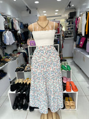 Pastel Meadow Tiered Floral Maxi Skirt