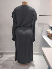 Charcoal Grey Ruffle Sleeve Maxi Dress with Belt – Shein (Size: Medium)