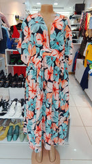 Tropical Floral Wrap Maxi Dress – Size: Medium (Shein)