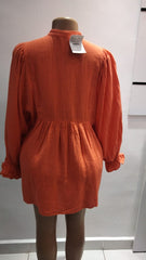 LCW Terracotta Long-Sleeve Button Tunic Dress – Size M