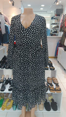 Black & White Polka Dot Midi Dress – Size: Large (Shein)