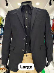 The Executive Essential – Sharp Black Tailored Blazer, Size Large