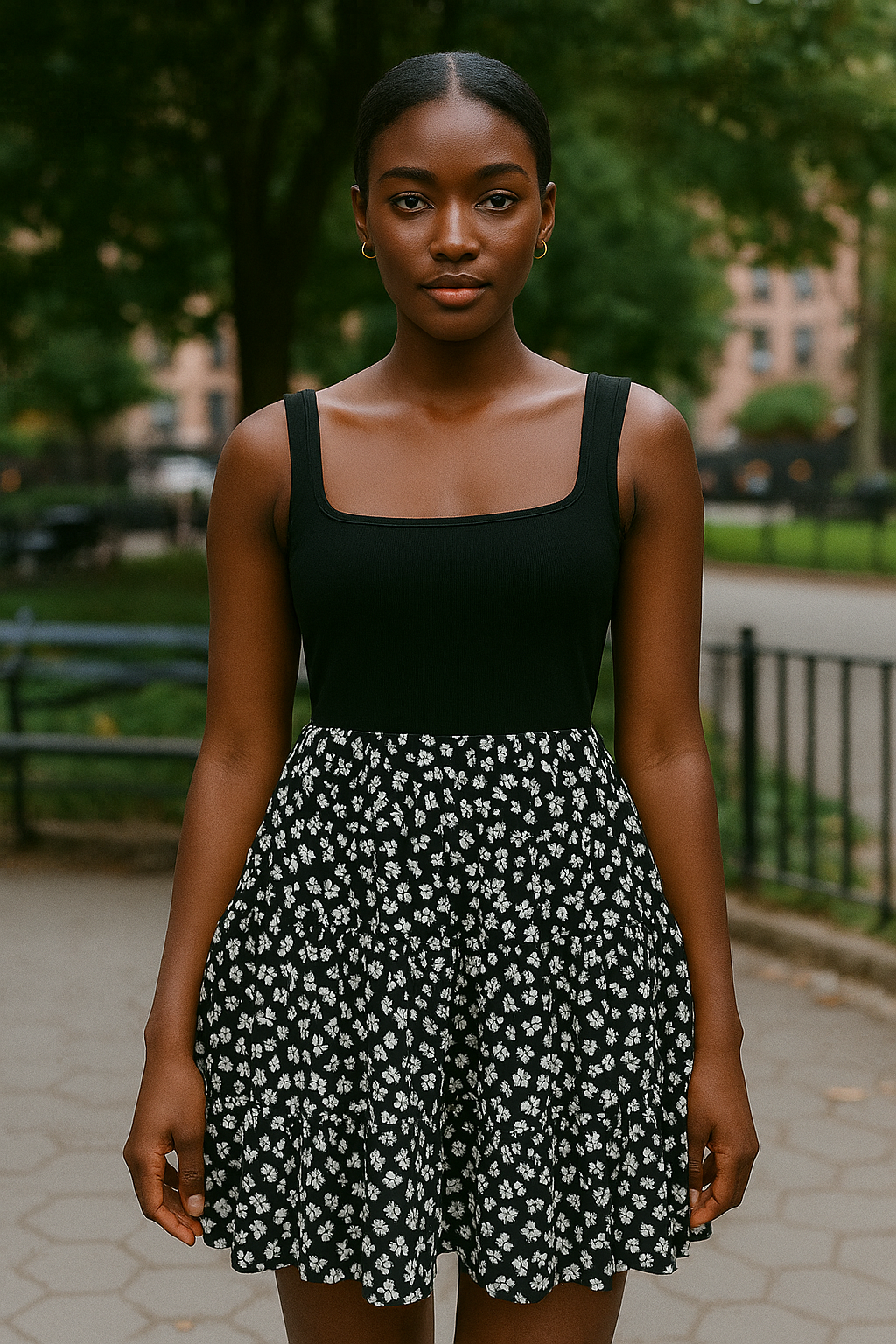 Black & White Floral A-Line Dress – Shein (Size: Medium)