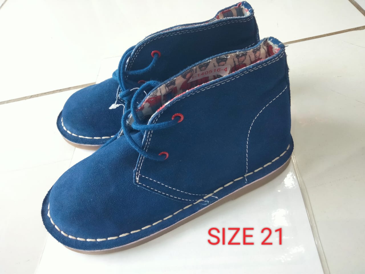 Kids Navy Blue Suede Ankle Boots – Size 21