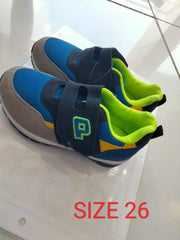 Boys Blue & Neon Green Velcro Sneakers – Size 26