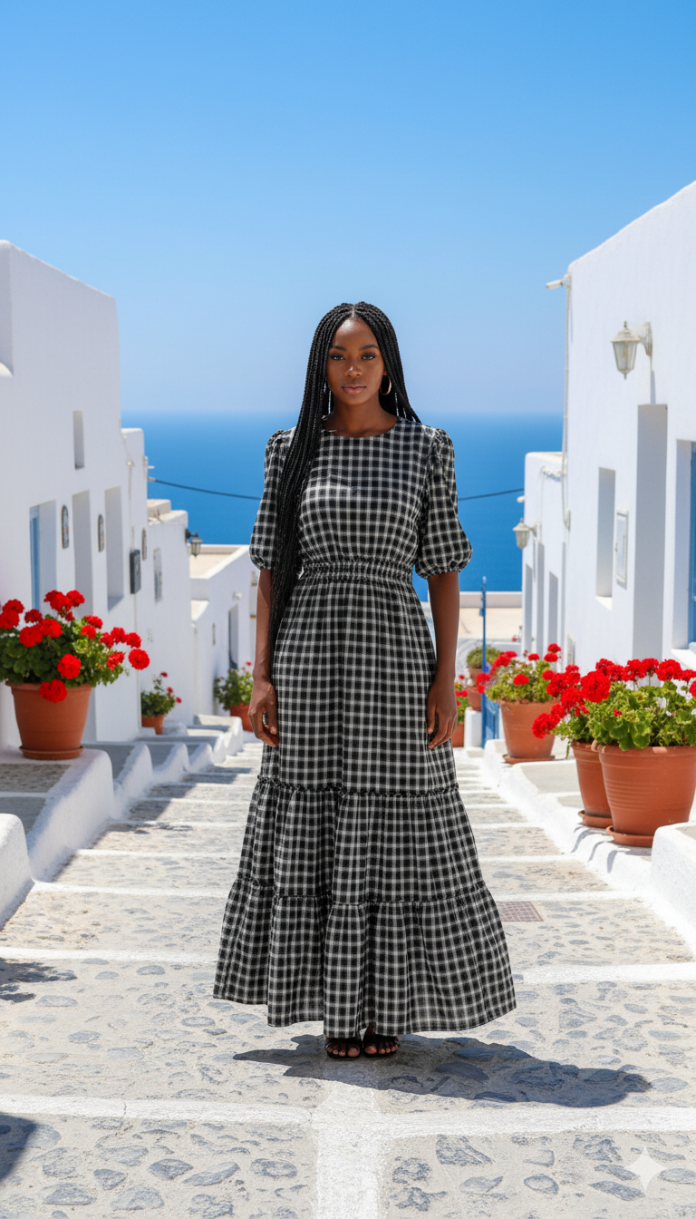 Geometric Print Maxi Dress – LCW (Size: Medium)