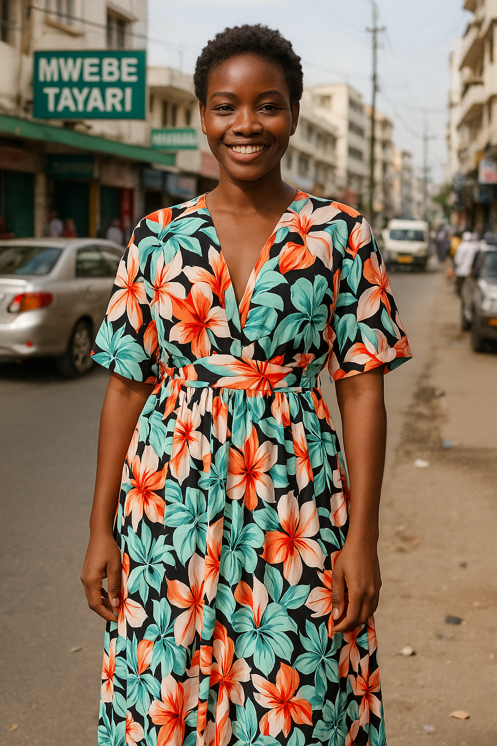 Tropical Floral Wrap Maxi Dress – Size: Medium (Shein)
