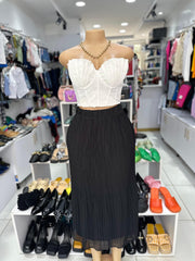 Elegant Pleated Midi Skirt in Classic Black