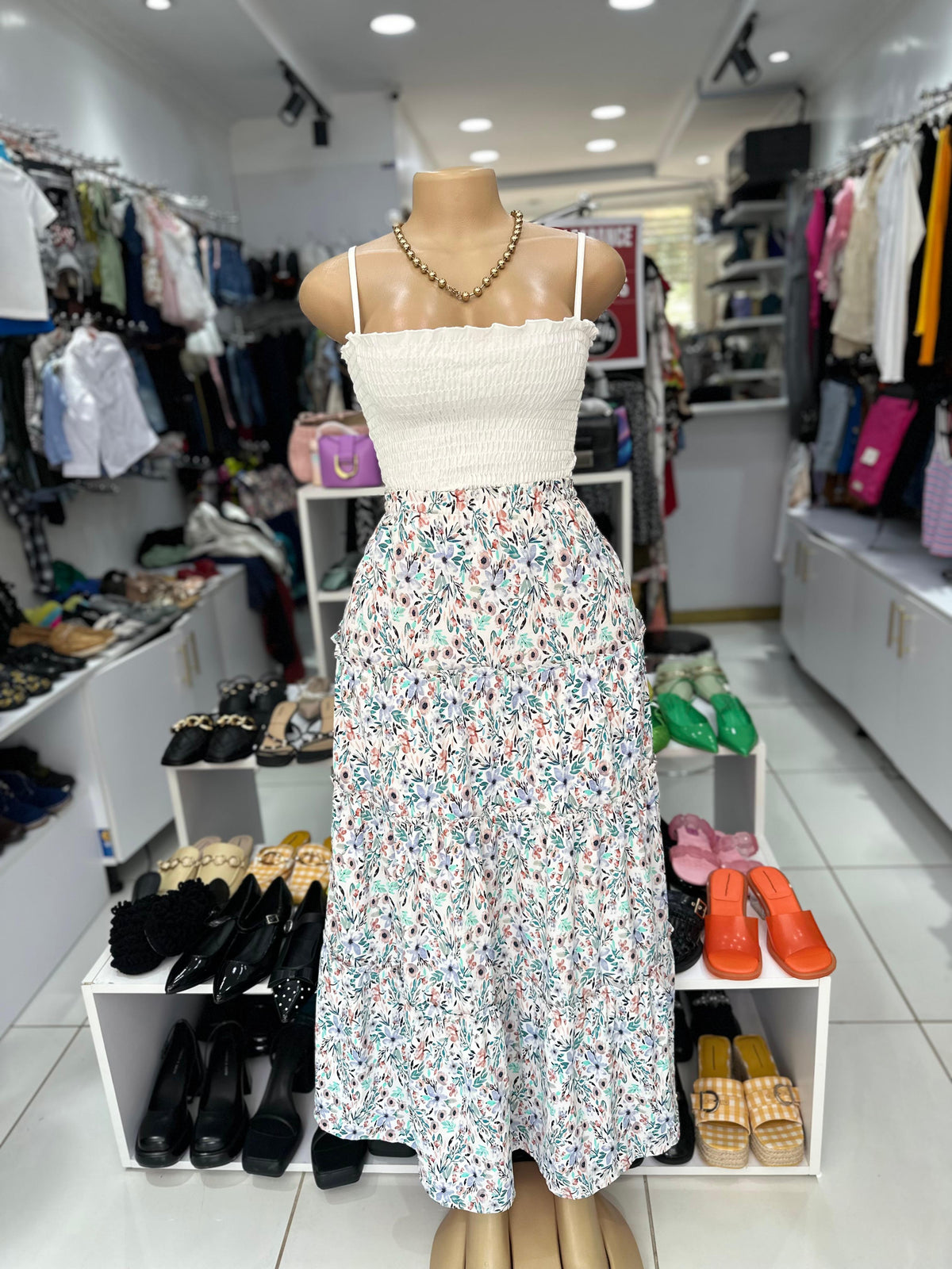 Pastel Meadow Tiered Floral Maxi Skirt