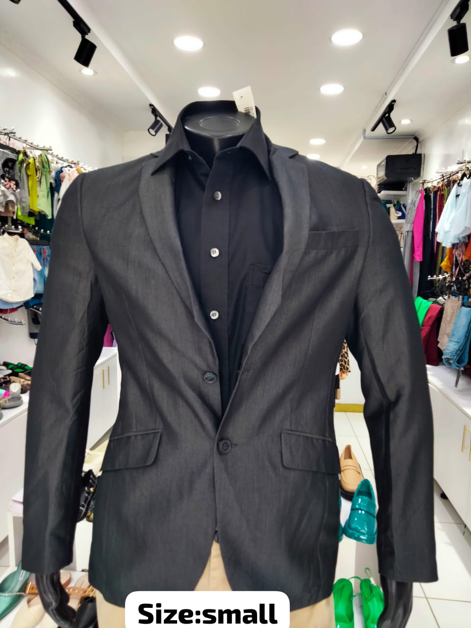 Men’s Small Charcoal Grey Lustre Blazer – Size Small