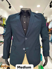 The Evening Essential: Navy Micro-Pattern Tailored Blazer (Size Medium)