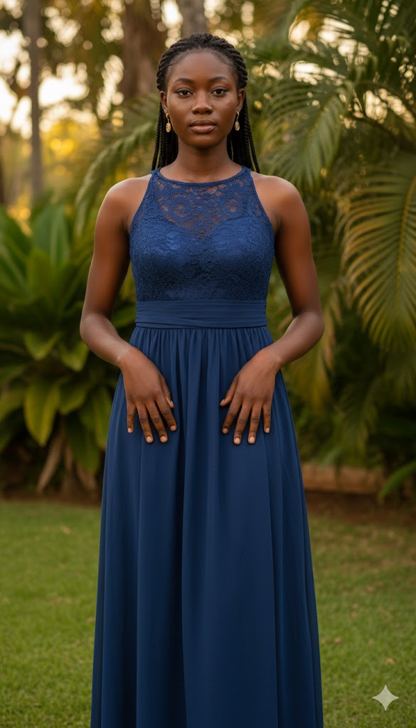 Ethereal Lace Bodice Maxi Dress – Royal Blue ( Size -14)