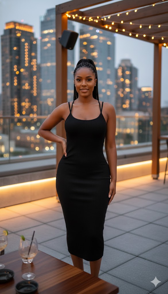 Midnight Muse: Sculpting Ribbed Bodycon Midi - Shein (Size 36)
