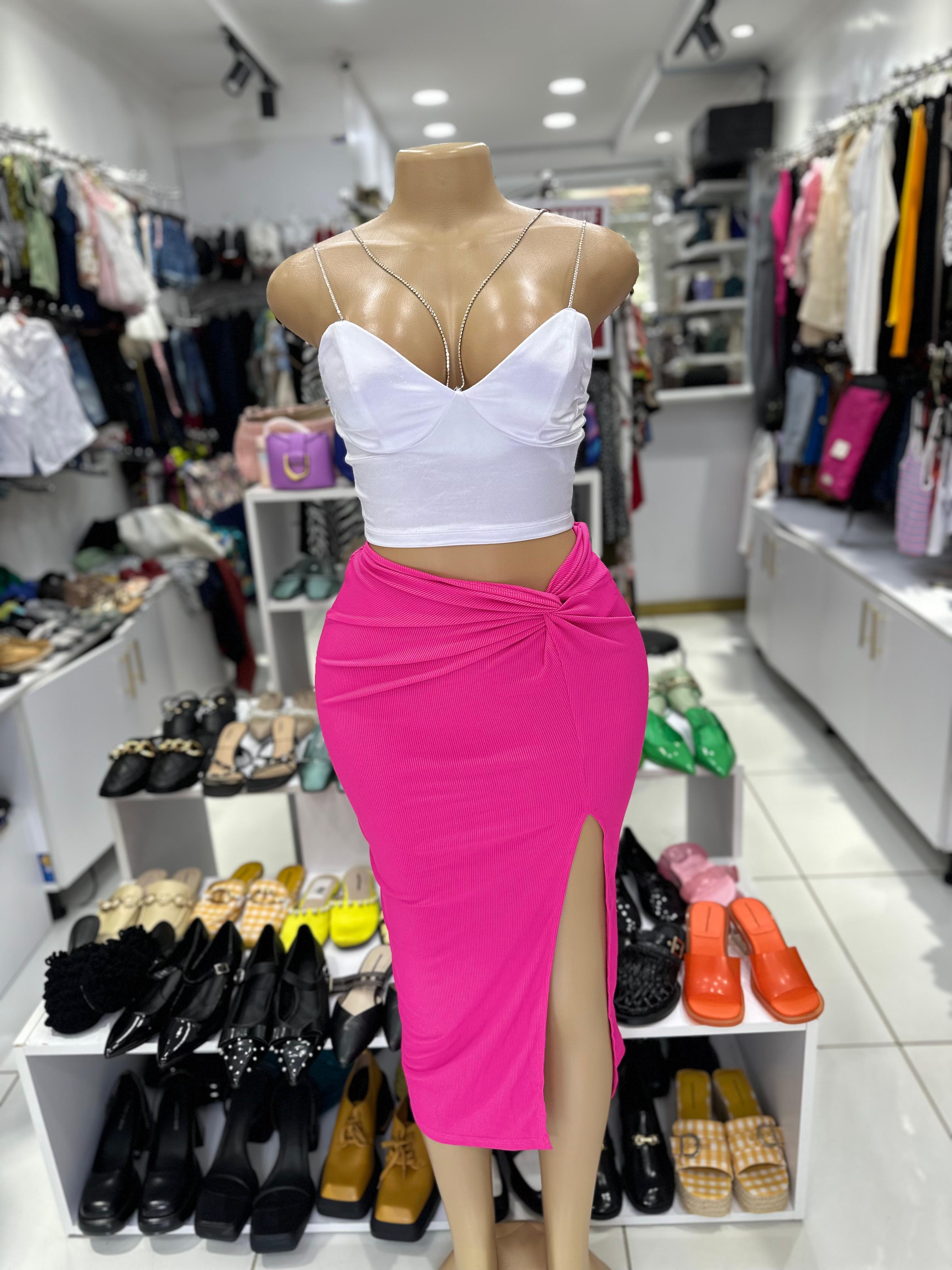 Diamond-Chain Satin V-Neck Crop Top