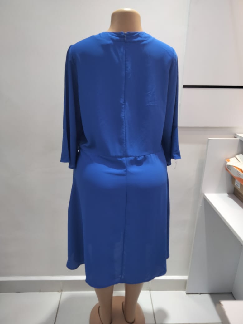 Royal Blue V-Neck A-Line Midi Dress – Size XL