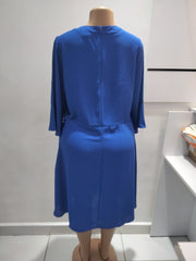 Royal Blue V-Neck A-Line Midi Dress – Size XL