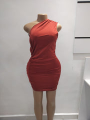 Rust One-Shoulder Bodycon Mini Dress – Shein (Size: Medium)