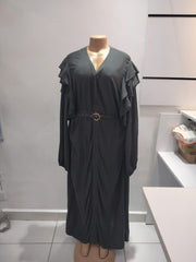 Charcoal Grey Ruffle Sleeve Maxi Dress with Belt – Shein (Size: Medium)