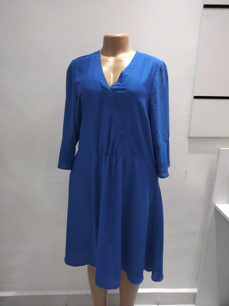 Royal Blue V-Neck A-Line Midi Dress – Size XL