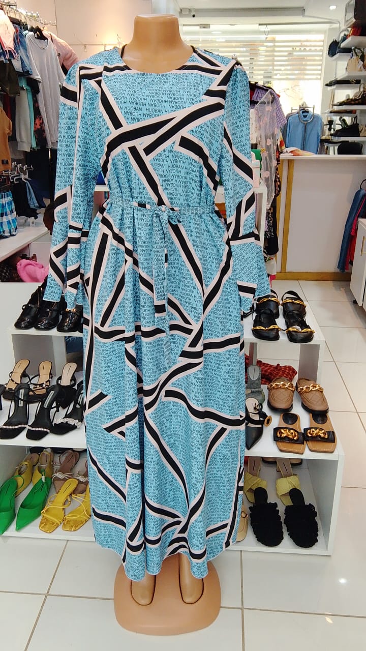 Geometric Print Maxi Dress – LCW (Size: Medium)