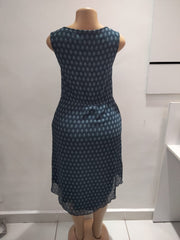 Sleeveless Teal Printed Chiffon Dress – Shein (Size: Medium