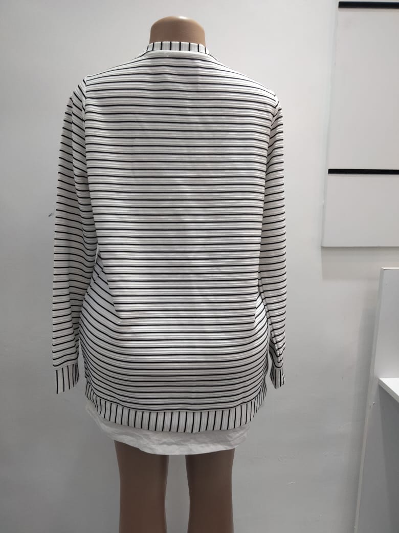 Striped Long-Sleeve Casual Top – LCW (Size: Medium)