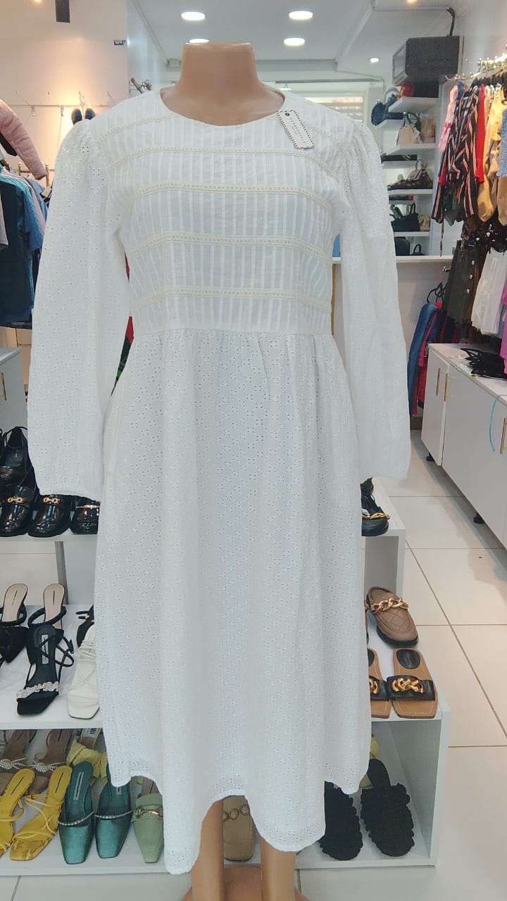 White Embroidered Midi Dress – Shein (Size: Medium)