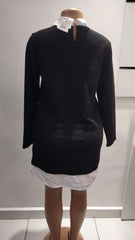 Black Knit Sweater Dress with White Collar – LCW (Size: Medium)