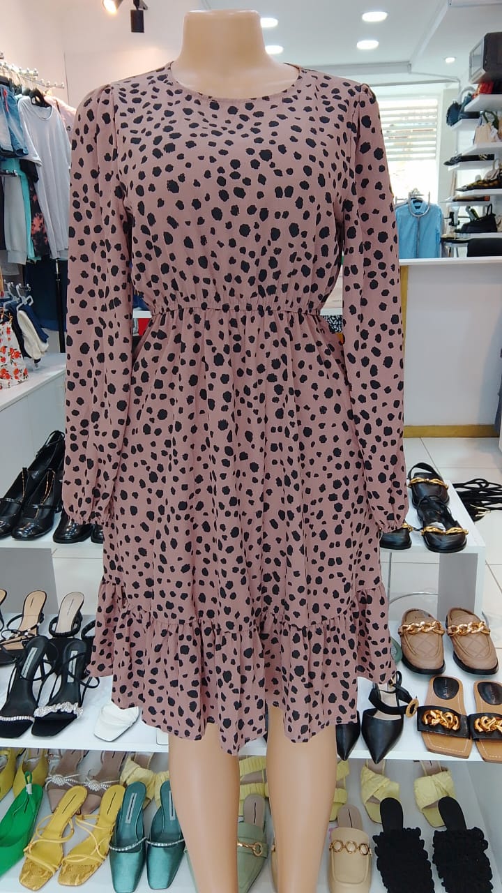 Mauve Polka Dot Long Sleeve Mini Dress – Size: Medium (Shein)