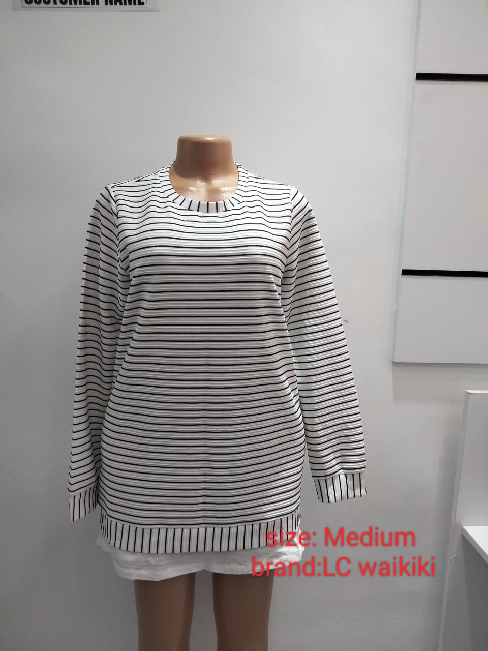 Striped Long-Sleeve Casual Top – LCW (Size: Medium)